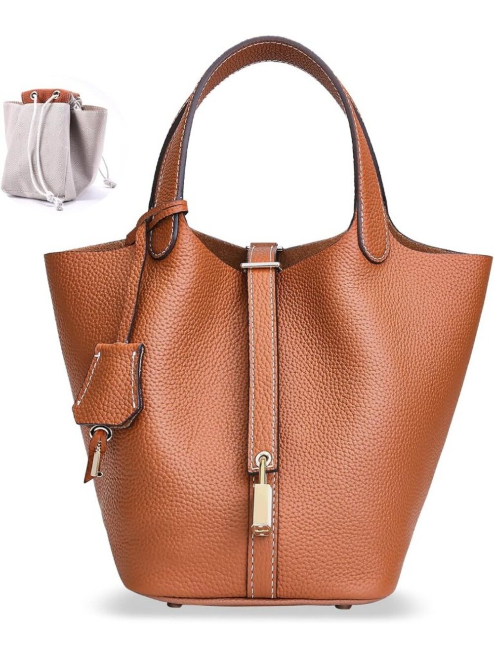 Trendy Genuine Leather Bucket Bag for Women - Luxury Tote Purse & Satchel